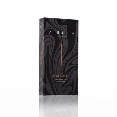 VIELLA LASHES Fast Lashes 0.07 in Schwarz – Box mit Speed Fans, fertig gebundene Volumenfächer in 16 Reihen