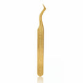 VIELLA LASHES Profi Wimpernpinzette Gold gebogen – präzise Lash Pinzette für Classic & Volumen Technik, perfekter Grip für einzelne Extensions und Fächer, ergonomisches Design für ermüdungsfreies Arbeiten, ideal für professionelle Wimpernverlängerung im Studio, Premium Tool für selbstständige Wimpernstylistinnen im DACH Raum