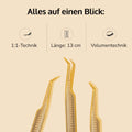 Wimpernpinzetten Gebogen 13cm Lang für 1:1 Technik und Volumentechnik VIELLA LASHES