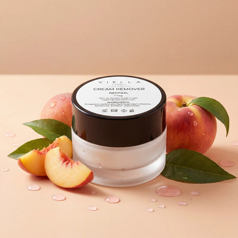 VIELLA LASHES Cream Remover Neutral 10g mit Pfirsichen – sanfter, hautfreundlicher Creme Entferner für schonende Wimpernkleber-Entfernung