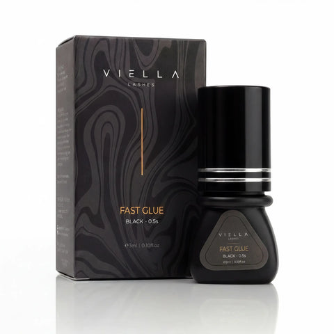 VIELLA LASHES Fast Glue Black 3ml – professioneller Wimpernkleber mit 0,5s Trocknungszeit für schnelles Arbeiten bei Wimpernverlängerung