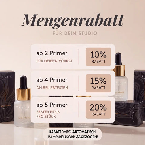 VIELLA LASHES Lash Primer für professionelle Wimpernstudios mit 15 % Mengenrabatt ab 2 Stück.