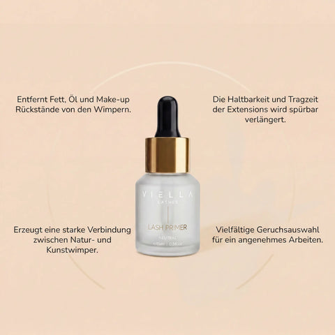 VIELLA LASHES Lash Primer Neutral 15ml – entfernt Fett und Öl, verlängert Haltbarkeit der Wimpernextensions und sorgt für starke Verbindung bei Wimpernverlängerung