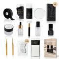 VIELLA LASHES UV/LED Technik Starterset für professionelle Wimpernverlängerung mit Flat Lashes, UV Wimpernkleber, Primer, Lash Shampoo, Remover, zwei Pinzetten, UV Augenpads, Eyelash Shields und weiterem Zubehör.