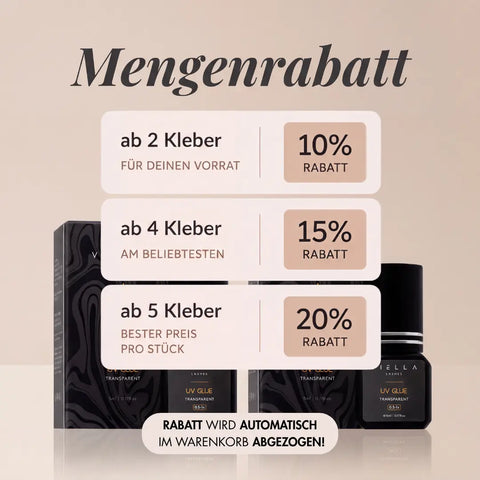 VIELLA LASHES transparenter UV/LED-Wimpernkleber für professionelle Wimpernverlängerungen – 10 % Mengenrabatt ab 2 Klebern.