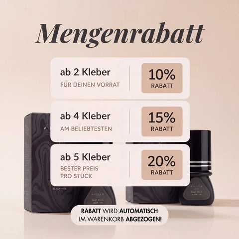 Mengenrabatt auf VIELLA LASHES FAST GLUE Wimpernkleber: 10 % Rabatt ab 2 Klebern für professionelle Wimpernverlängerungen.